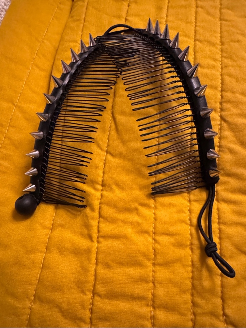 Black Leather Studded Spike Punk Rock Banana Clip Hair Accessory - Picture 6 of 7